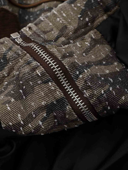 Camouflage Print Stand Collar Cropped Jacket