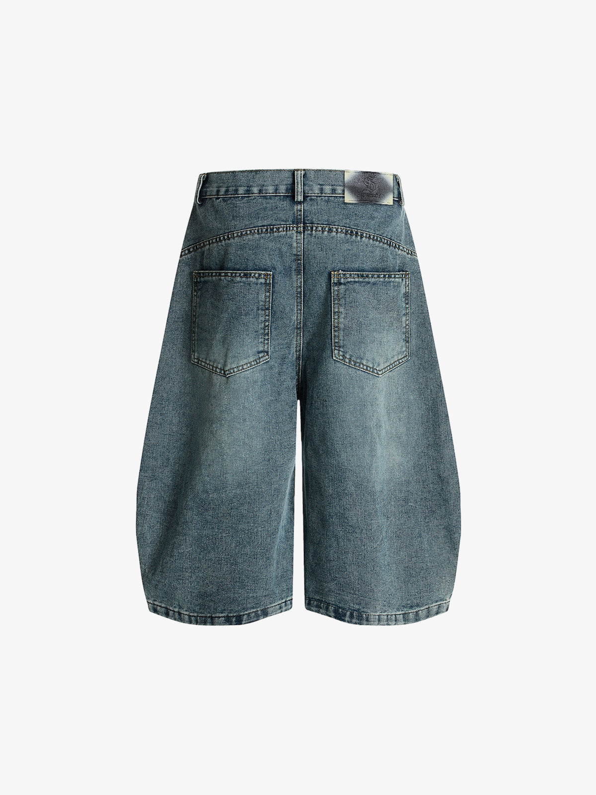 Denim Wide-Leg Biker Shorts with Striped Panel Design?