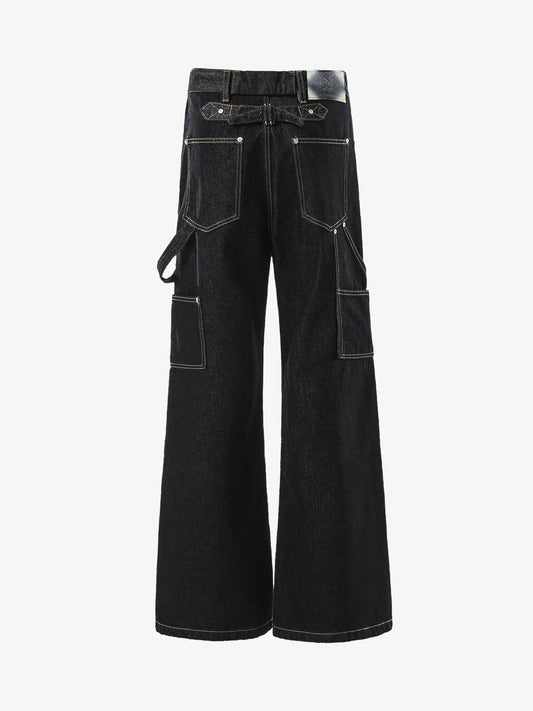 High-Waisted Wide-Leg Cargo Pants with Unique Pocket Design 