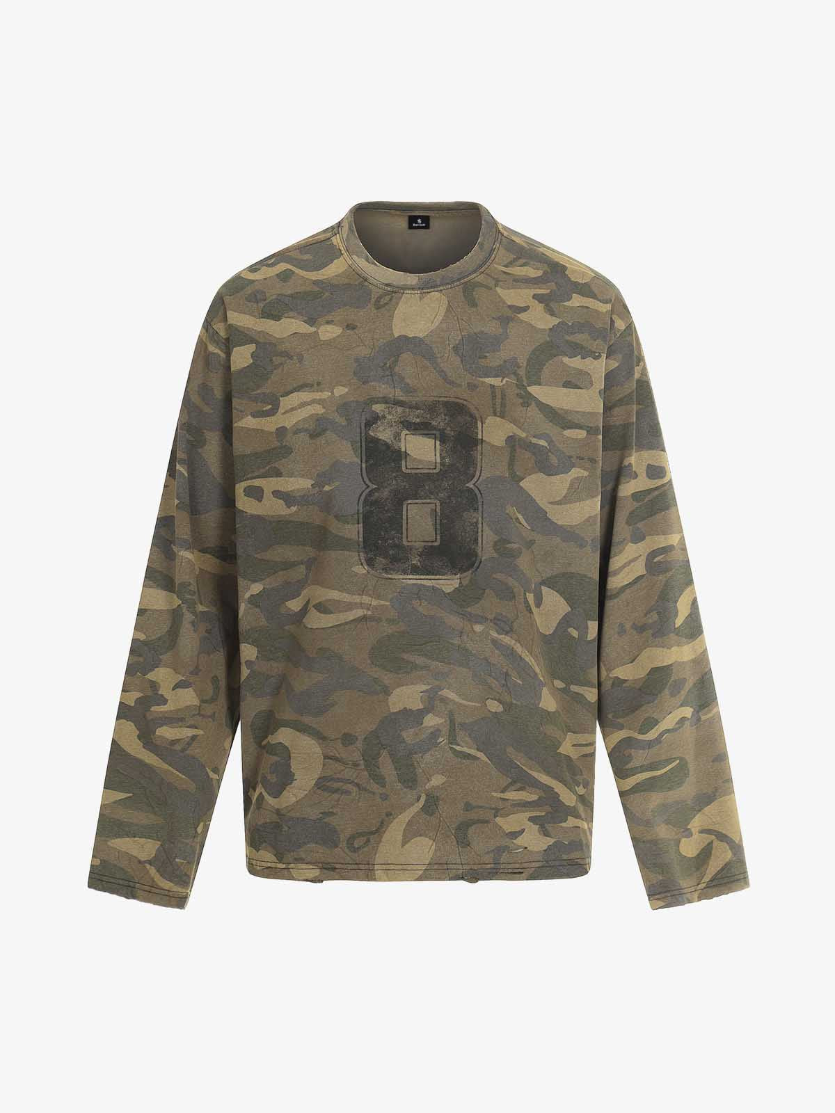 Camo Number 8 Graphic Long Sleeve T-Shirt