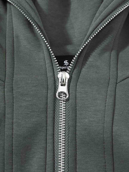 Stylish Hooded Zip-Up Jacket with Unique Graphic Design 