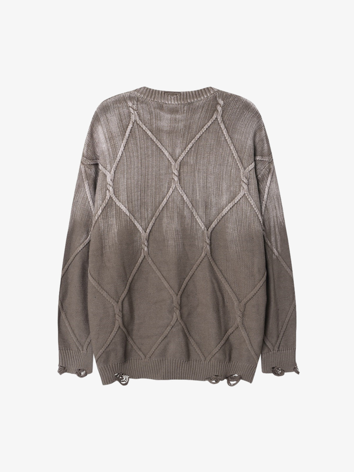 Paint Spray Hole Cable Crewneck Sweater 