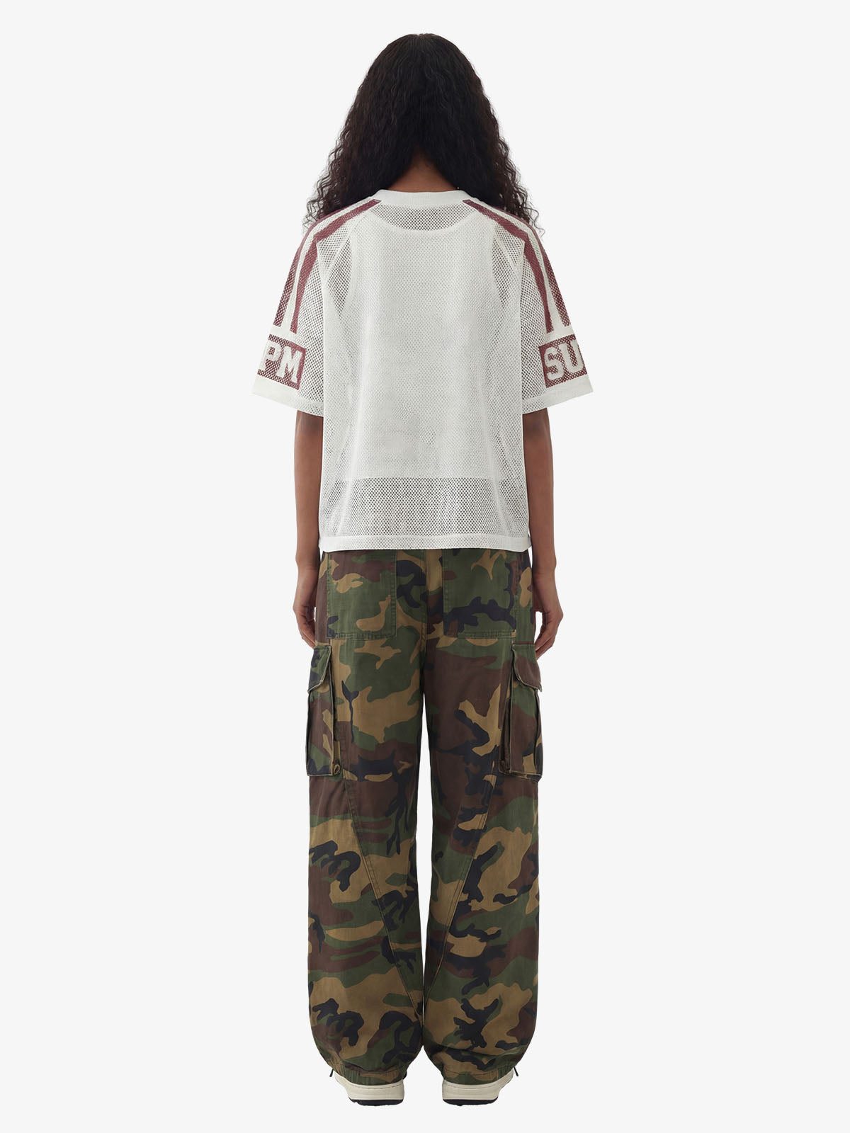 Star Design Number 8 Cropped Sleeve Stripes Jersey T-Shirt