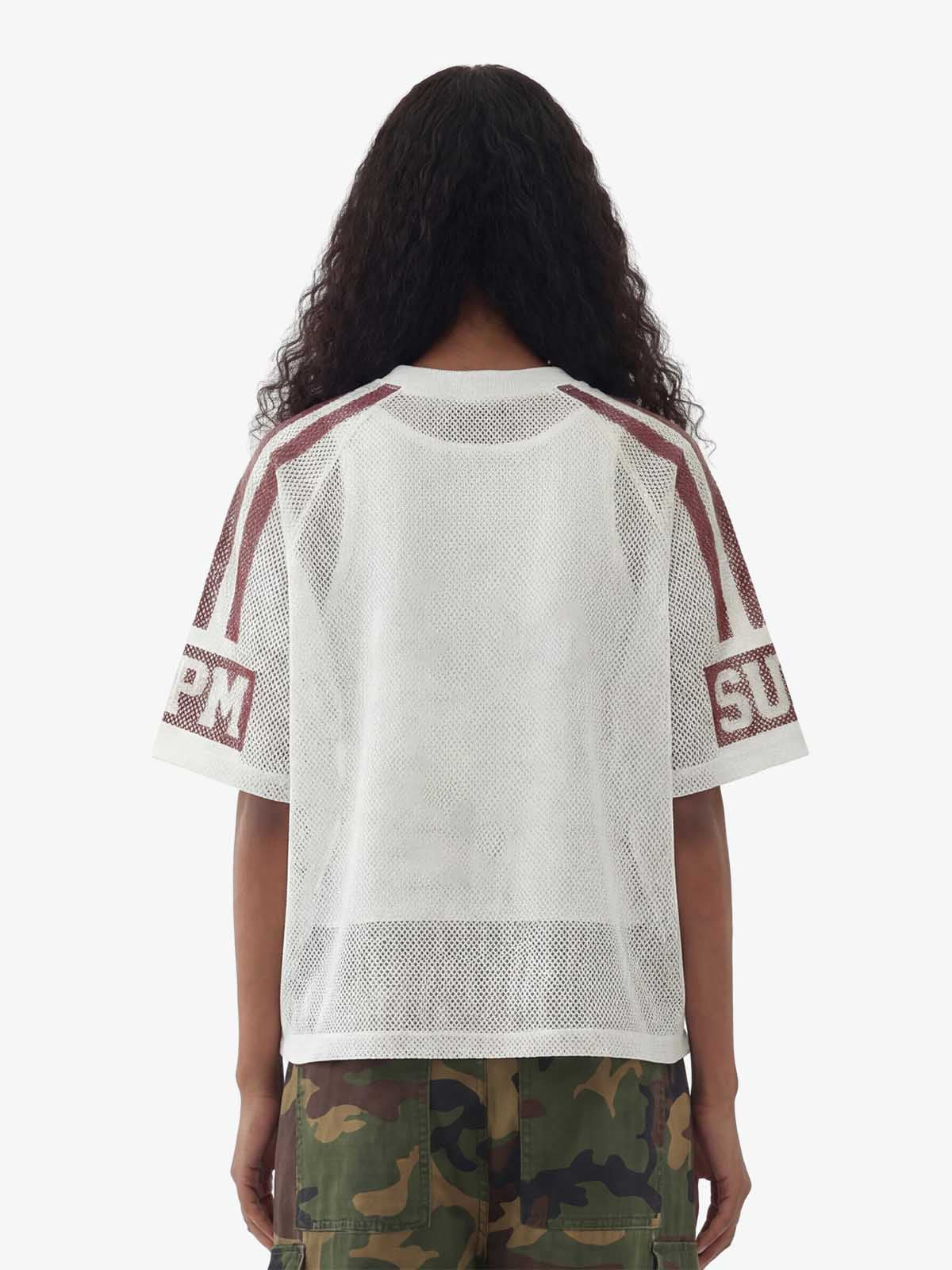 Star Design Number 8 Cropped Sleeve Stripes Jersey T-Shirt