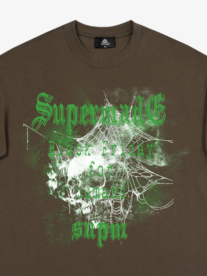 THE SUPERMADE Black Friday Gothic Skull Spiderweb Graphic T-Shirt 