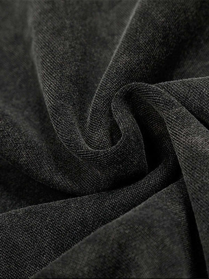 Distressed Washed Embroidered Zip-Up Hooded Jacket