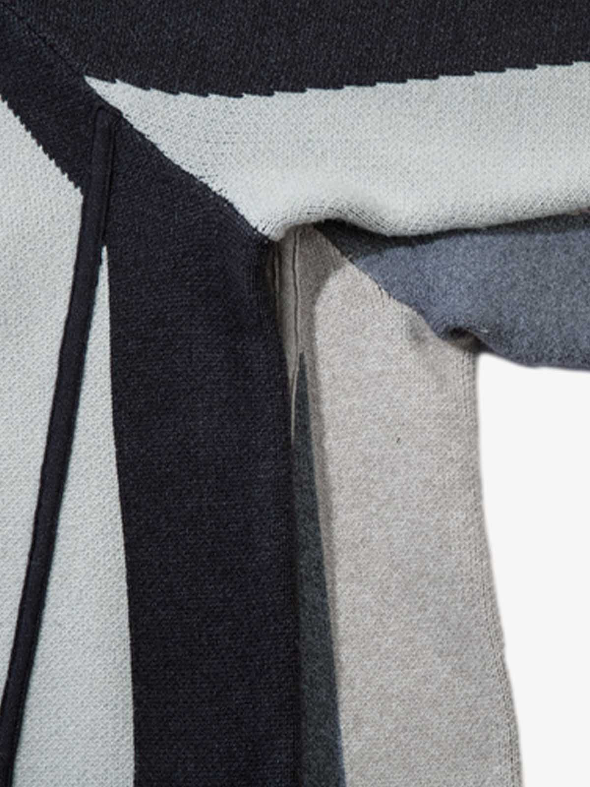 High Street Geometric Deconstruction Splicing Cardigan Sweater 