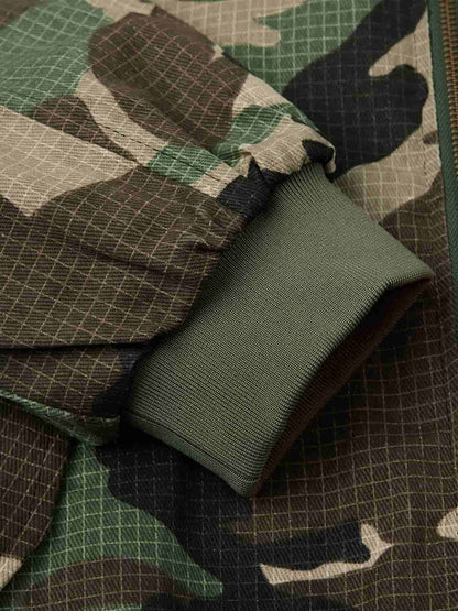 Camouflage Fur Collar Reversible Cotton Jacket - 2499