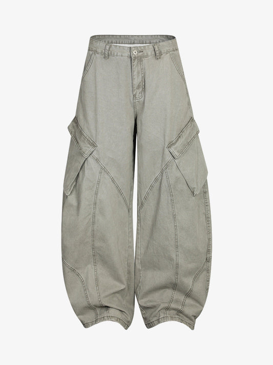 Wide-Leg Cargo Pants with Unique Pocket Design for Casual Style 