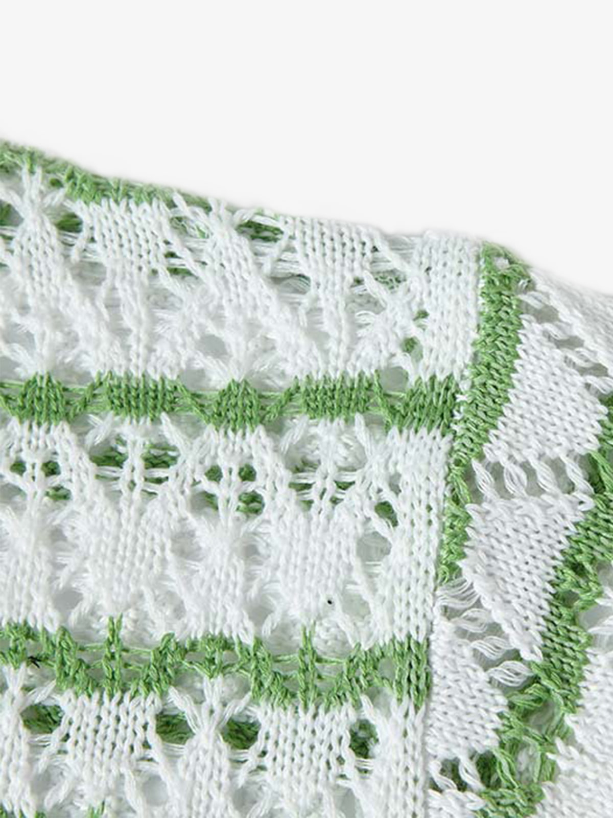 Knitted Cotton Blend Striped Polo Shirt with Openwork Pattern 