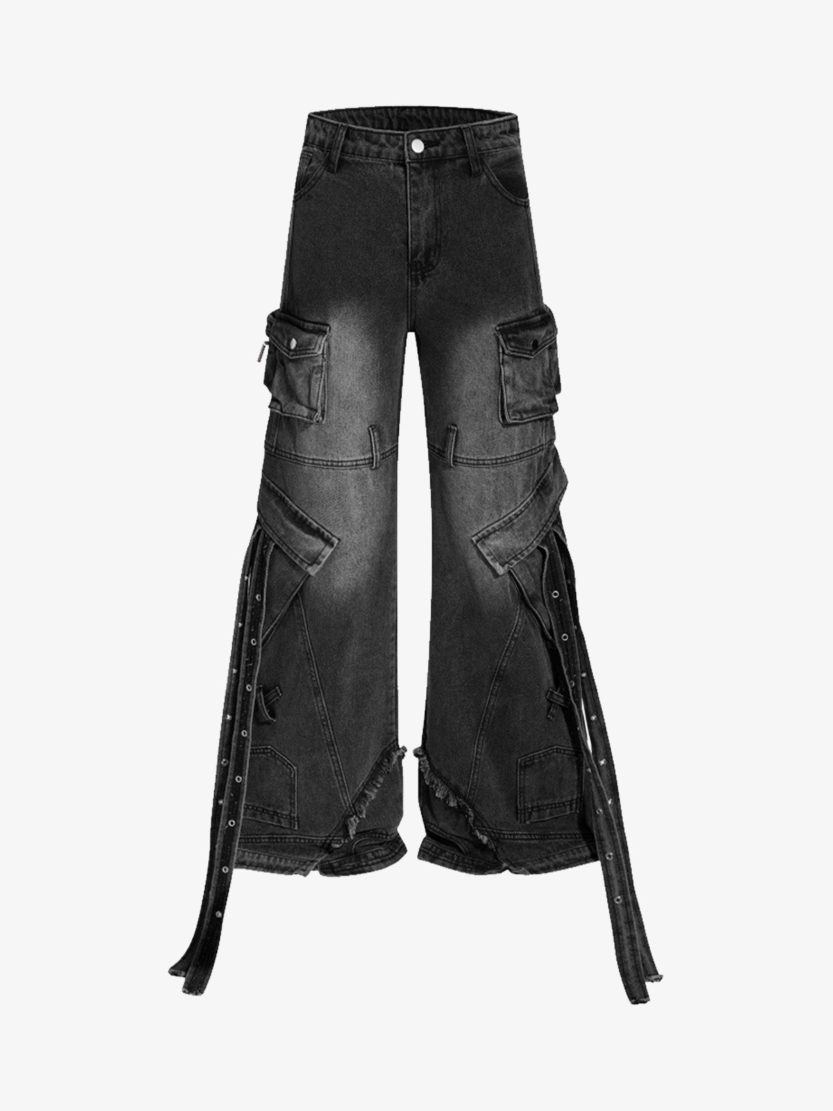 Oversized Vintage Cargo Pants with Multiple Pockets and Adjustable Straps 