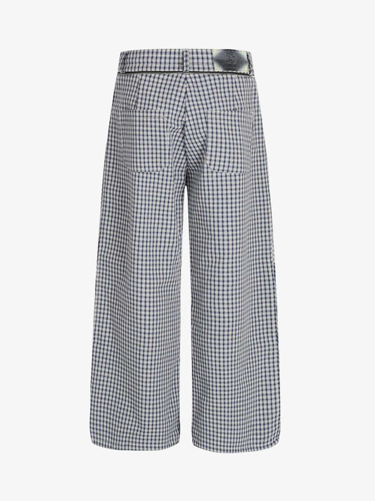 Checkered Wide-Leg Pants with Asymmetrical Panel Detail 