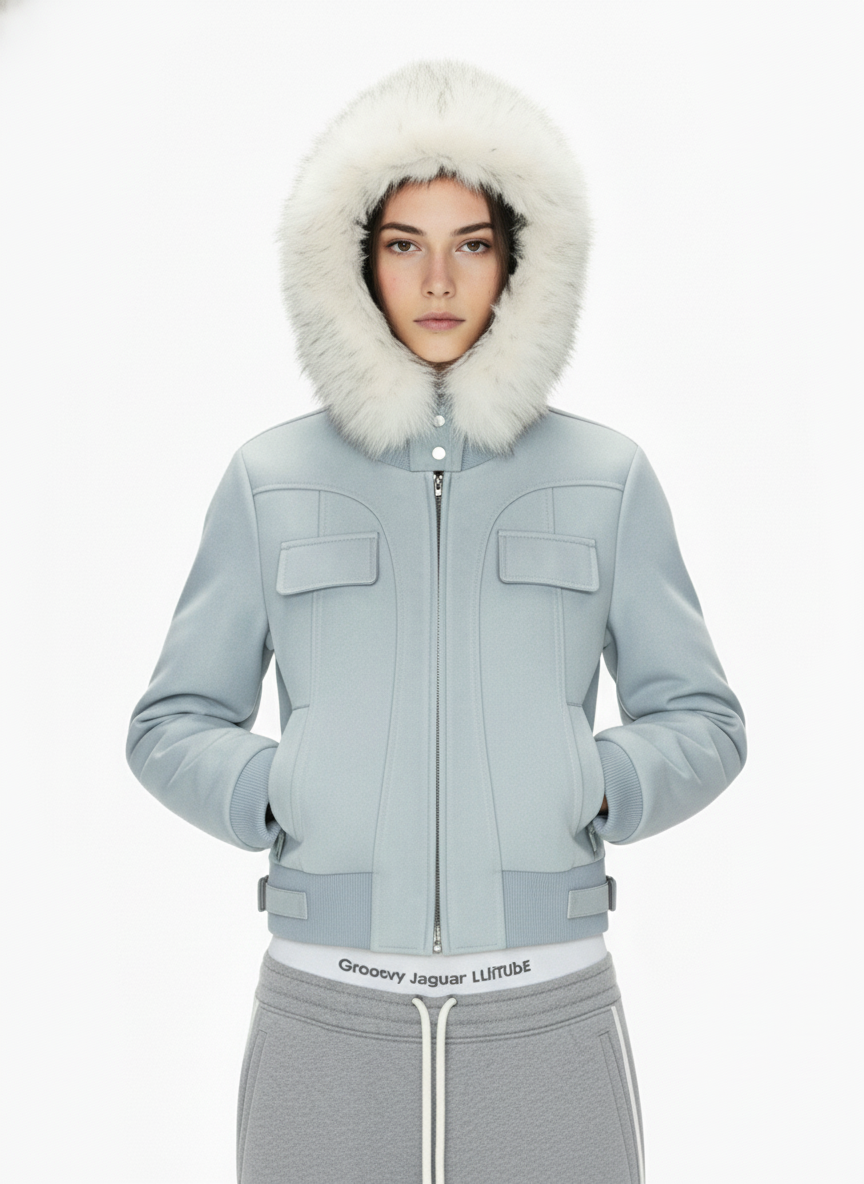 Suede Fur Hooded Slim Fit Jacket