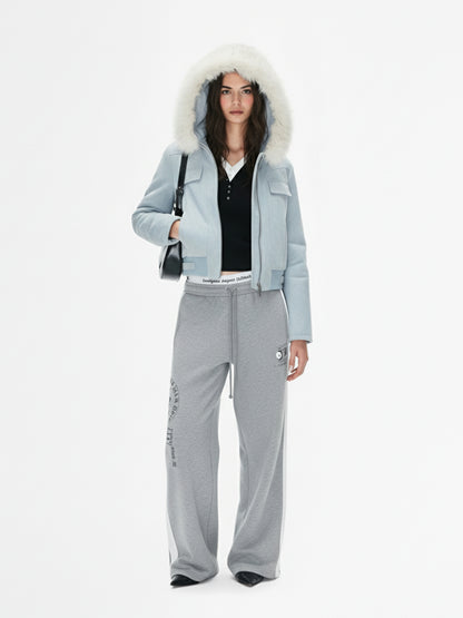 Suede Fur Hooded Slim Fit Jacket