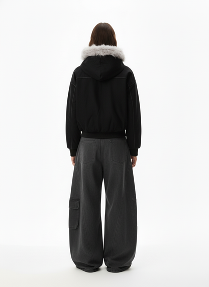 Faux Fur Hooded Padded Bomber Jacket