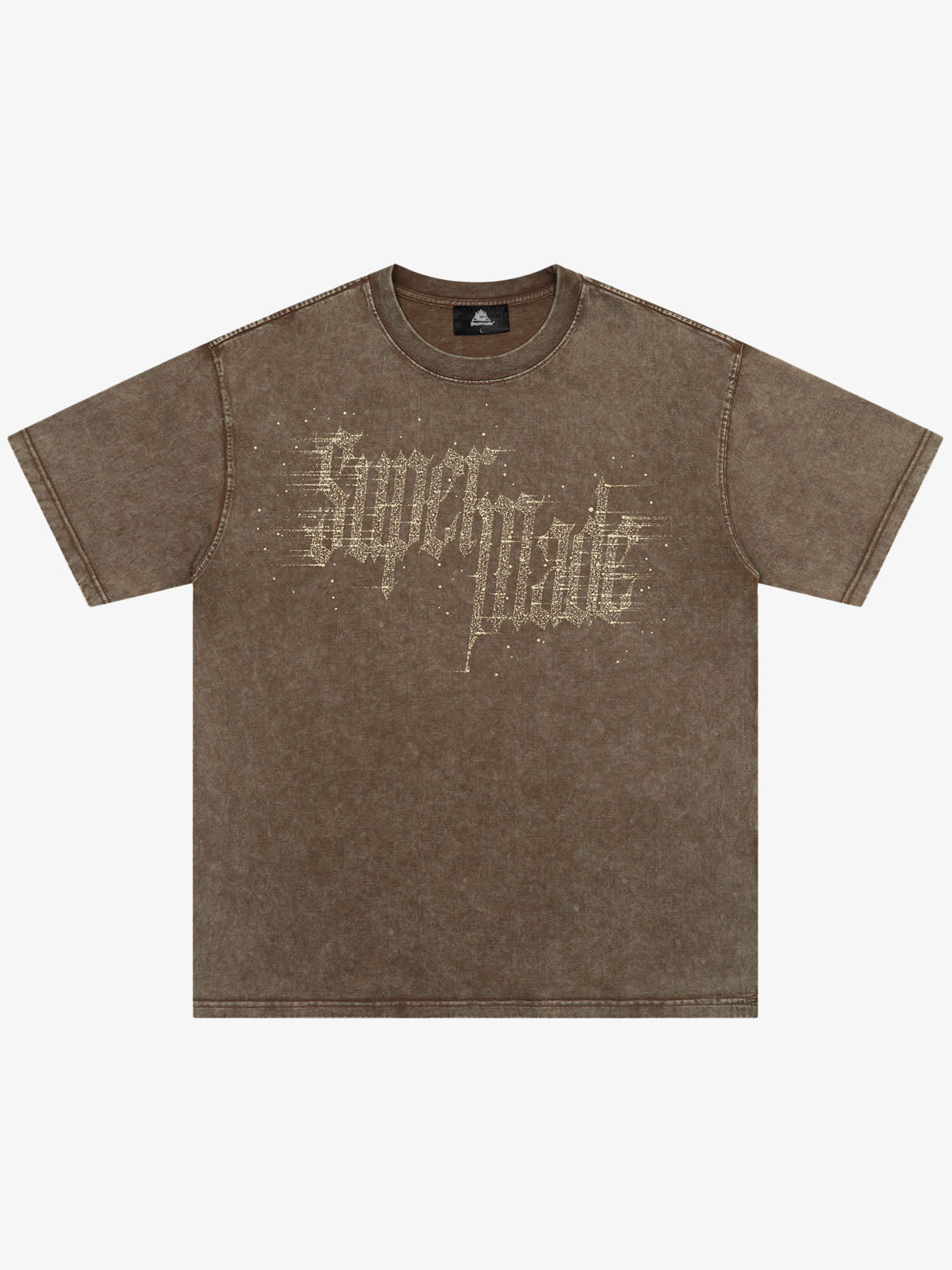 THE SUPERMADE Imitation Diamond Effect LOGO Graphic Tee with Bold Typography Design 