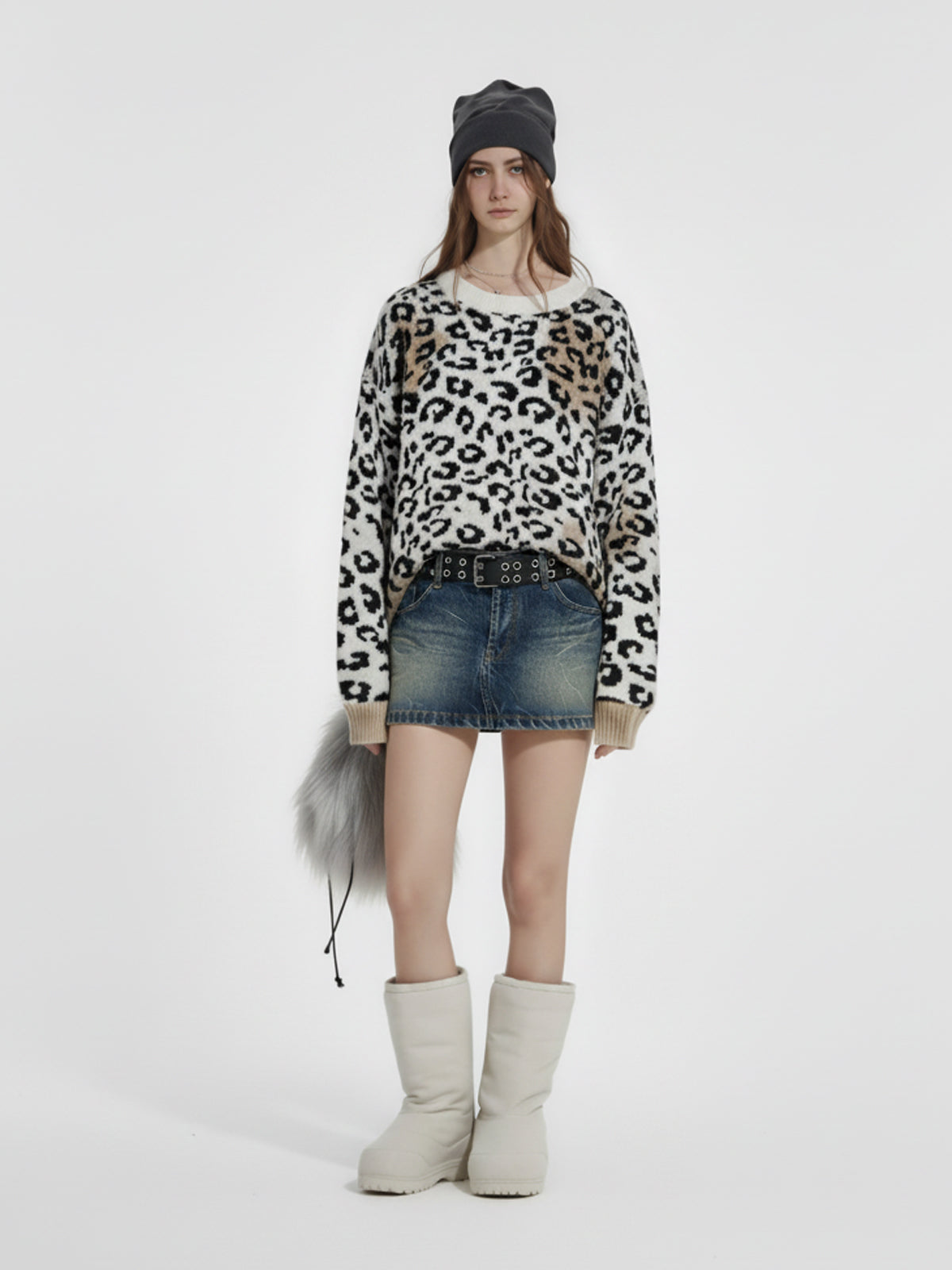 Street Leopard Print Knit Sweater