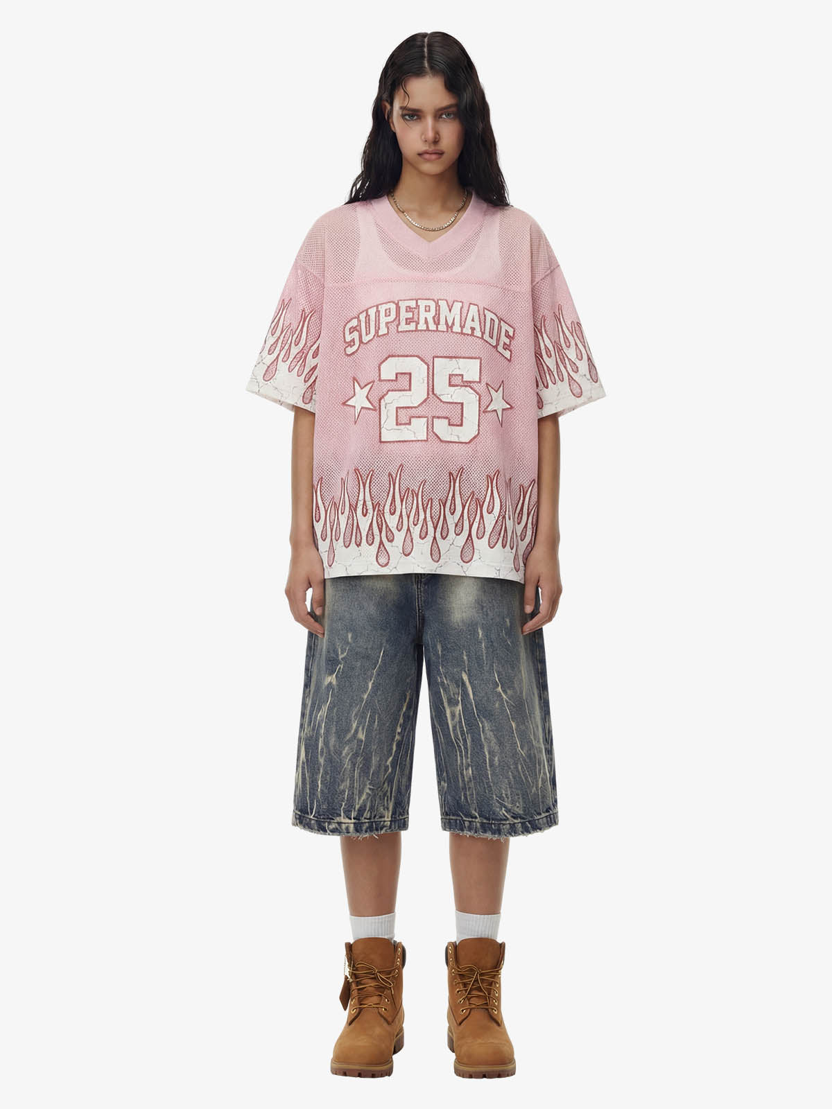 Supermade 25 Flame Graphic Mesh Football Jersey T-Shirt