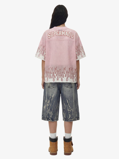 Supermade 25 Flame Graphic Mesh Football Jersey T-Shirt