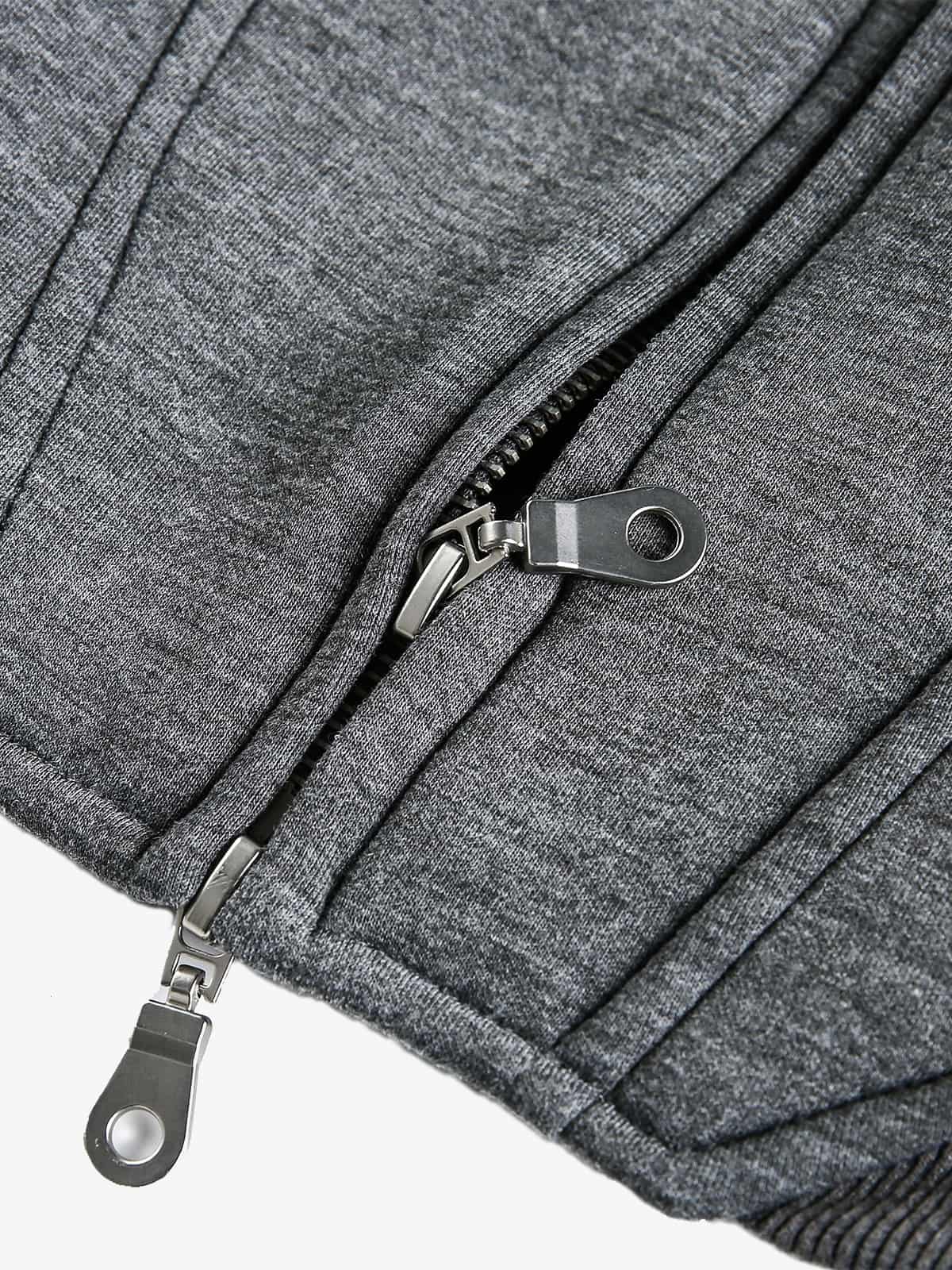 Cotton Blend Zip-Up Sweatshirt Jacket for Men - Casual Sporty Fit with Ribbed Cuffs and Hem 