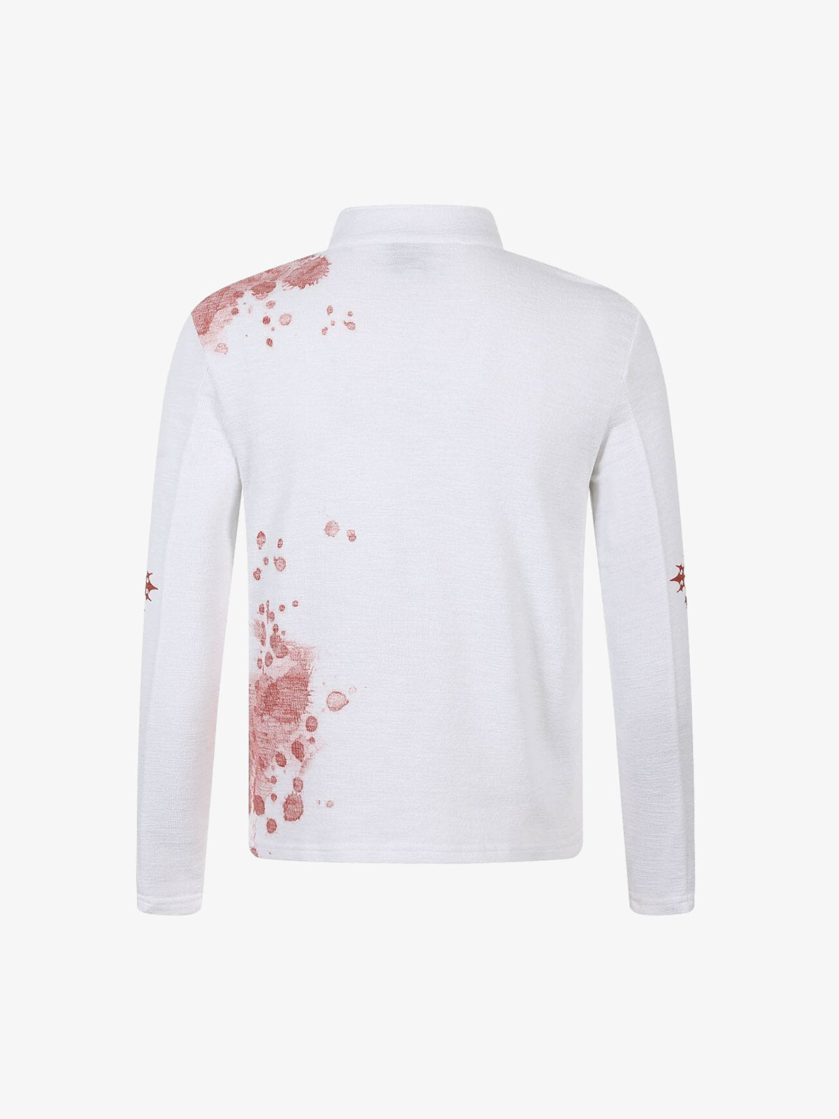 Cotton Blend Long Sleeve Henley Sweater with Graphic Print and Star Motif Design 
