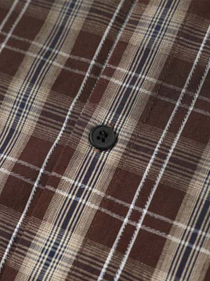 Plaid Long Sleeve Shirt with Unique Contrast Trim 