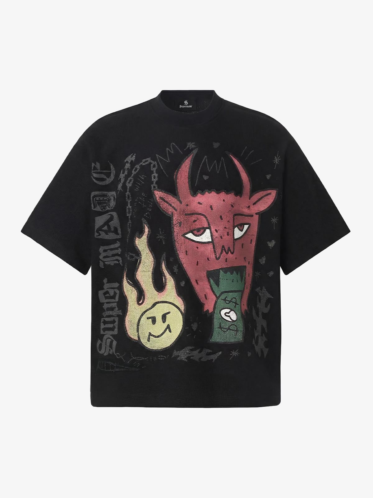 Cotton Waffle Knit Graphic T-Shirt with The Supermade Records Print for Men?