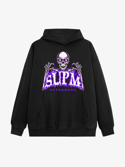 Skull Graphic Hoodie with Purple Accents 