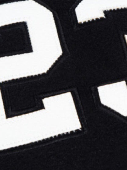 Cotton Blend 80 Number Baseball Jacket Men's Casual Sporty Varsity Coat with Ribbed Cuffs and Hem 