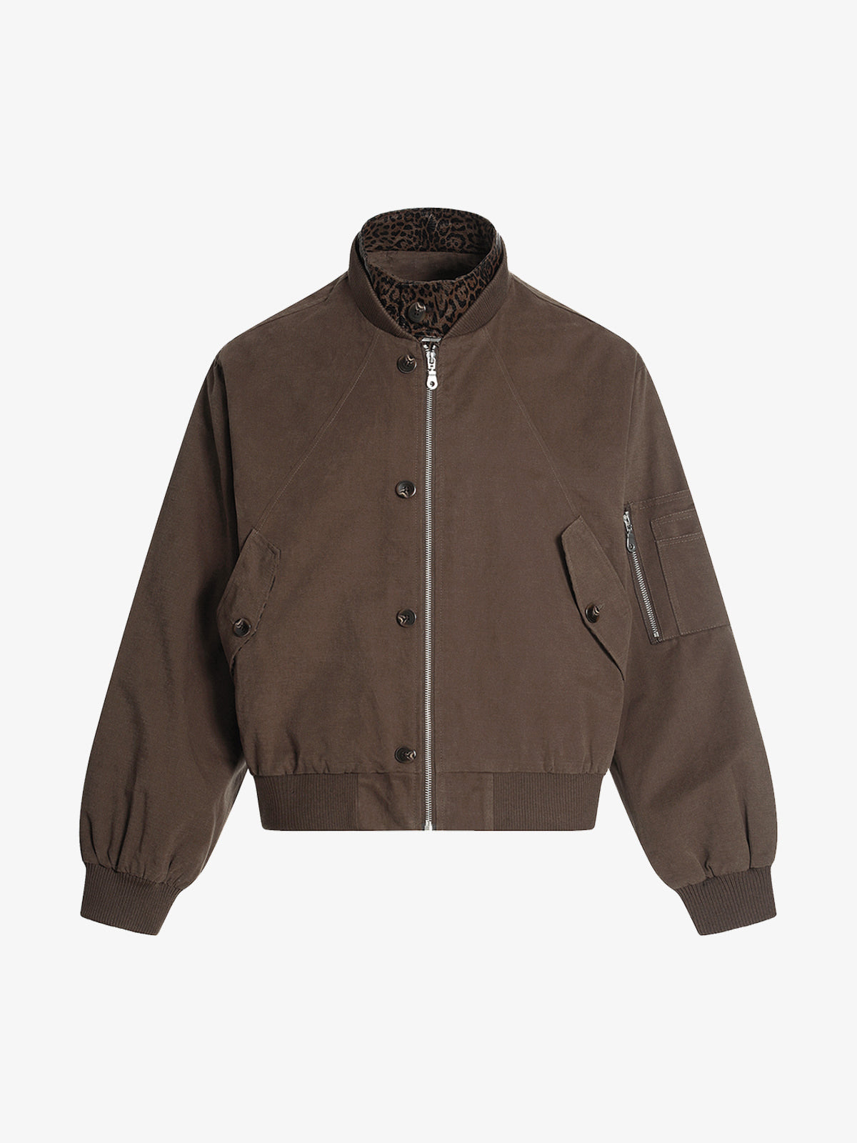 Retro Leopard PU Patchwork Faux Layered Jacket 