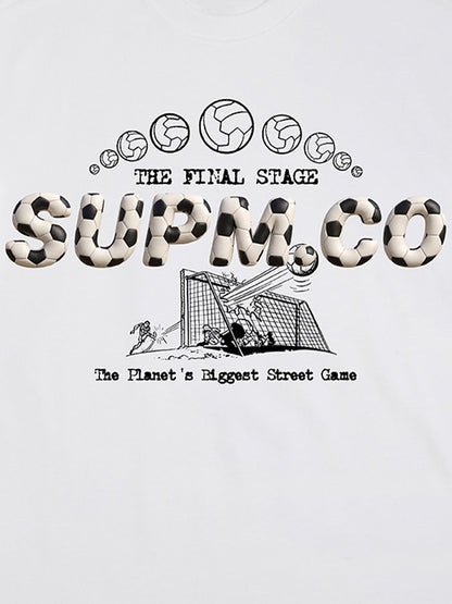 Cotton unisex solid short-sleeved T-shirt with a soccer collage logo and street football element print 