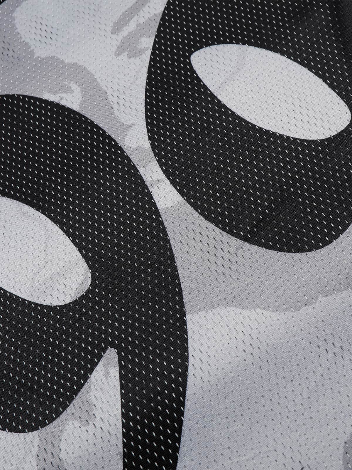 Mesh V-Neck SuperMade Graphic T-Shirt with Star Print and Transparent Overlay 
