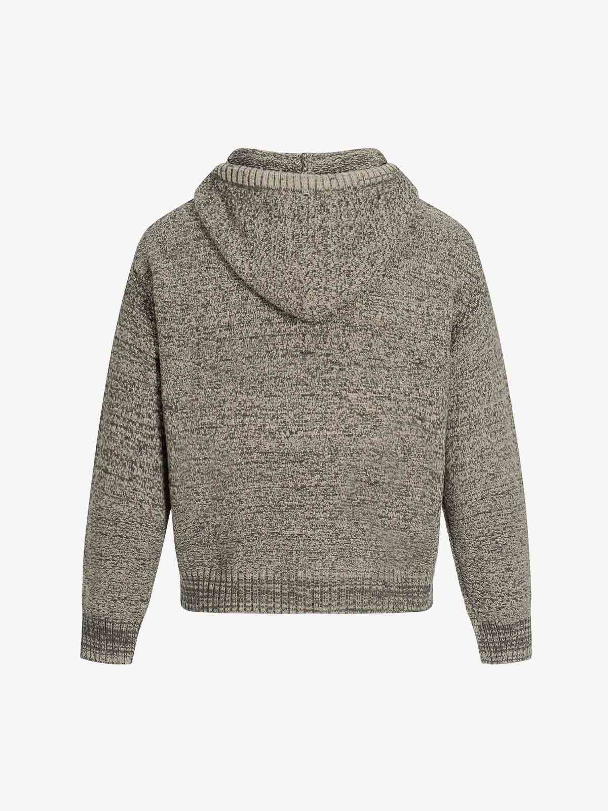 Relaxed Fit Knit Hooded Pullover Hoodie Sweater