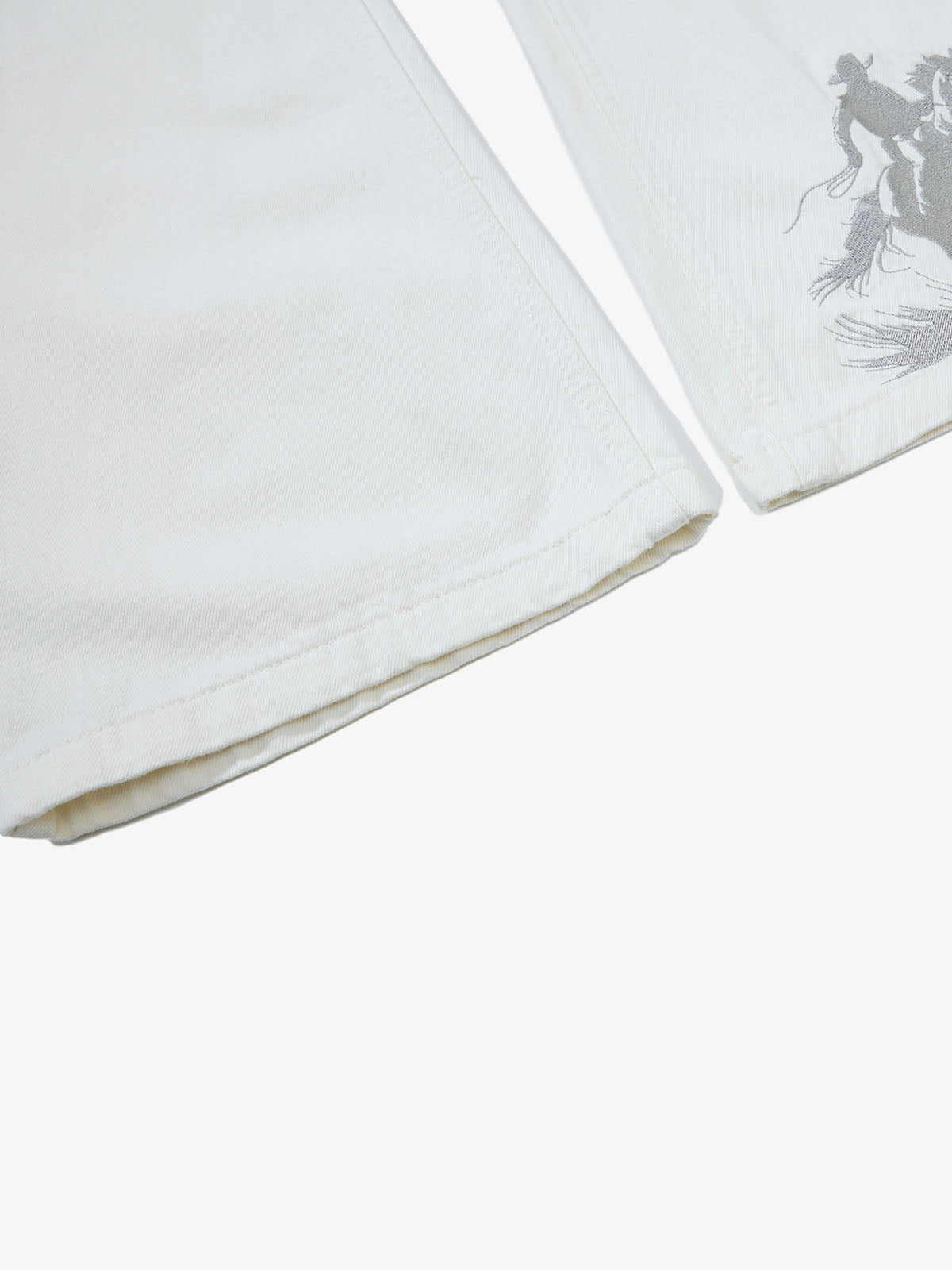 Embroidered Horse Wide Leg Denim Flare Jeans