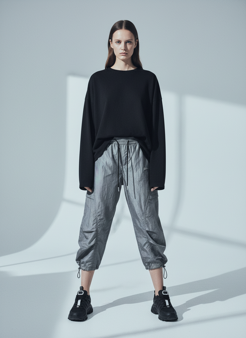 Retro Paratrooper Drape Barrel Pants