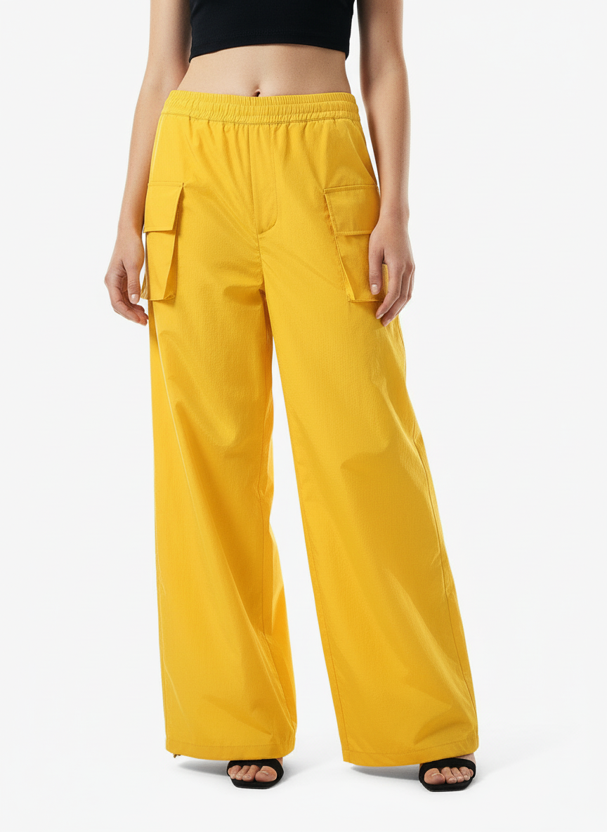 Vintage Drawstring Draped Embroidered Wide Leg Pants