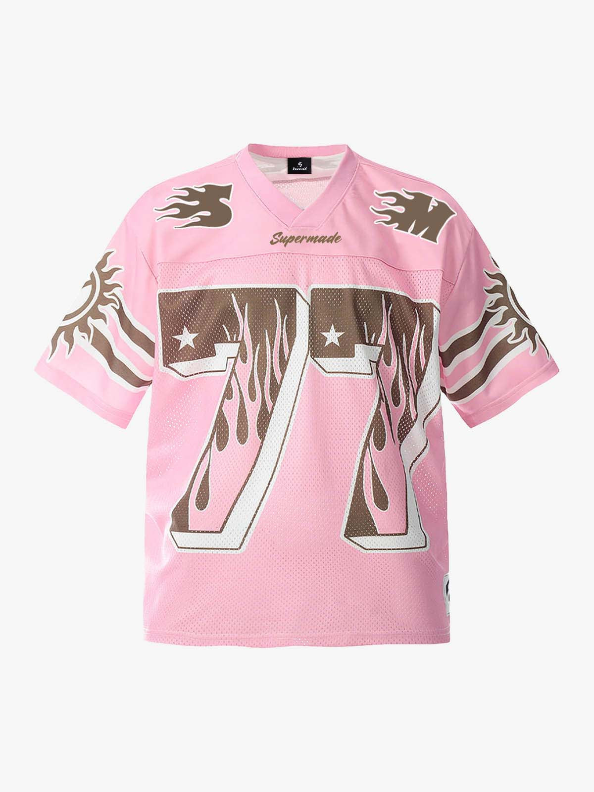 Pink Flame Print Jersey T-shirt - 2390