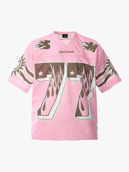 Pink Flame Print Jersey T-shirt - 2390