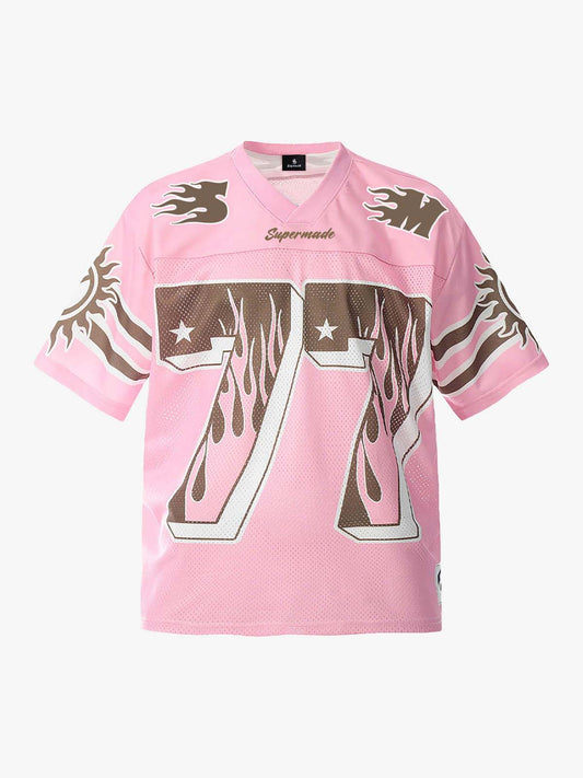 Pink Flame Print Jersey T-shirt - 2390