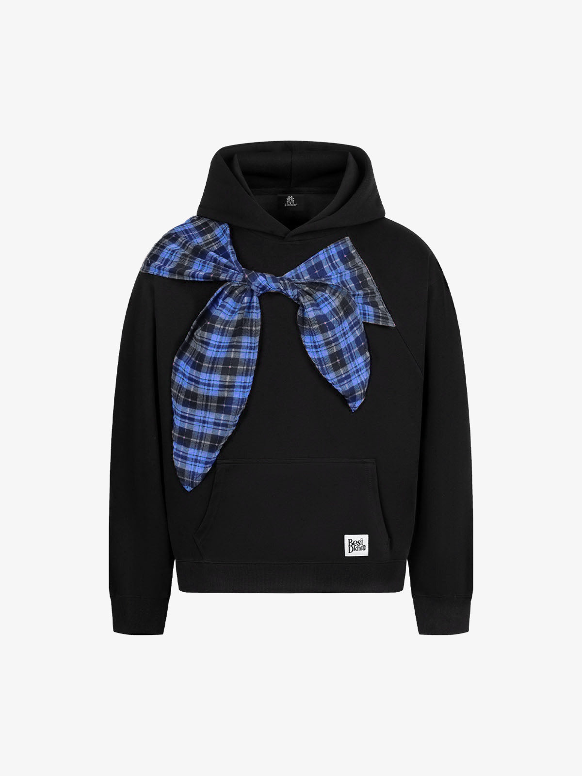 Retro Street Plaid Bow Stitching Hoodie 