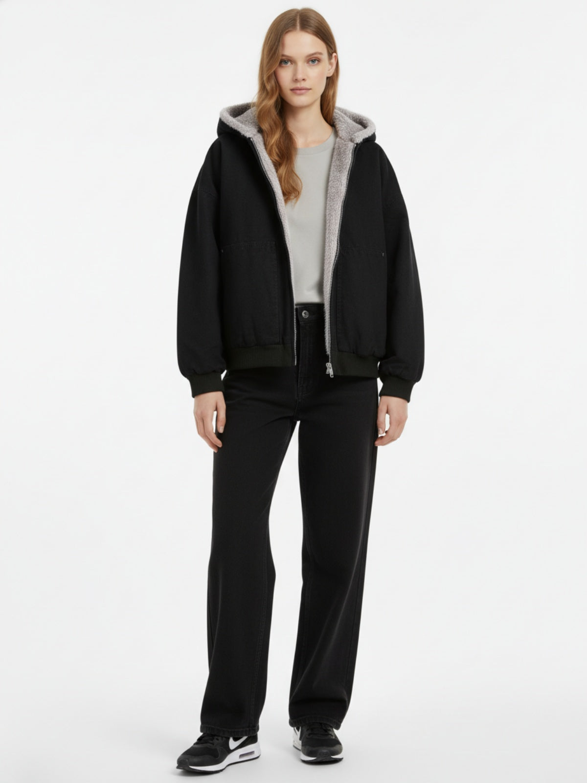 Thesupermade Fur Hooded Zip Up Quilted Jacket - 2510