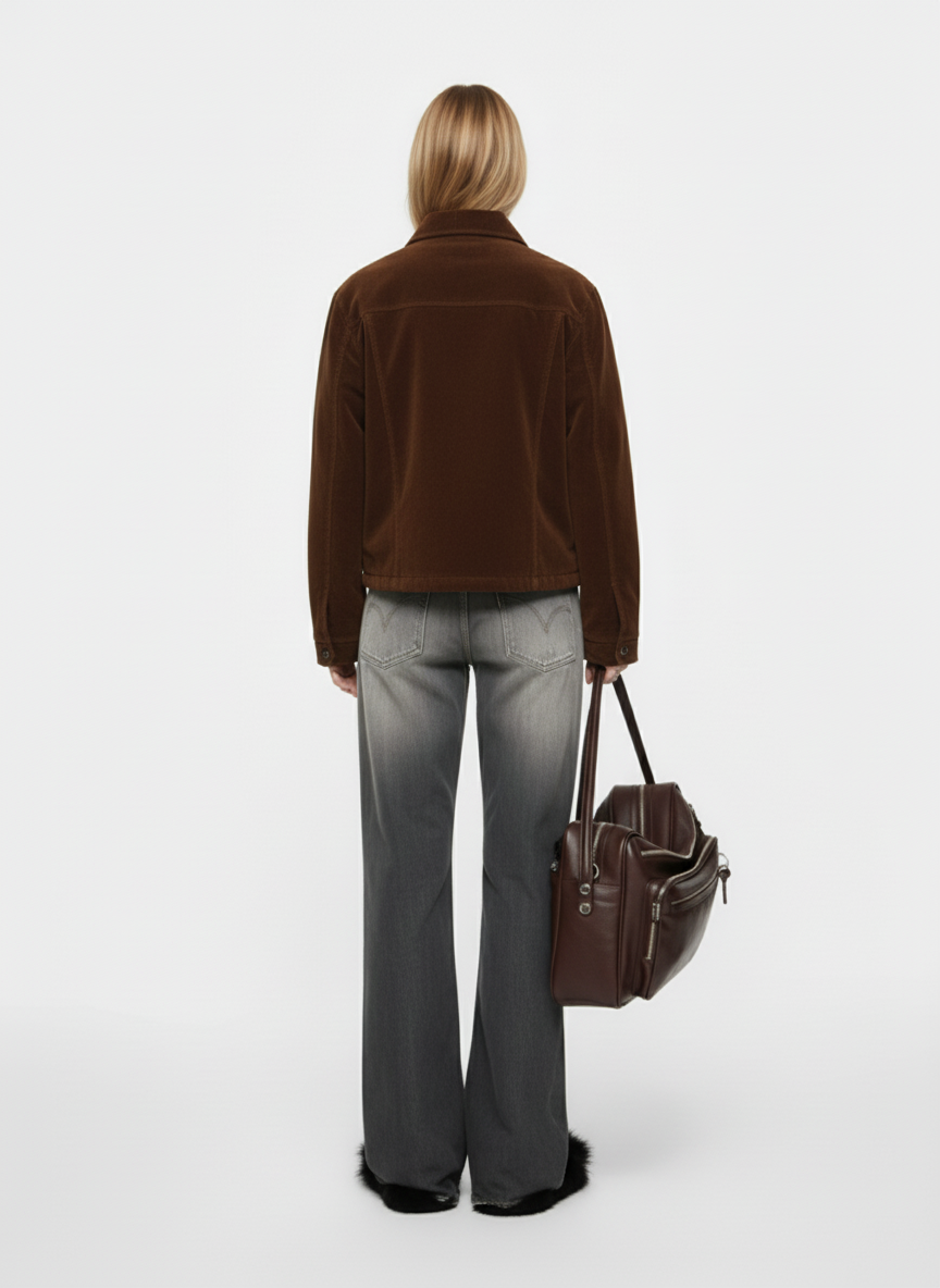 Retro Studded Suede Padded Winter Jacket