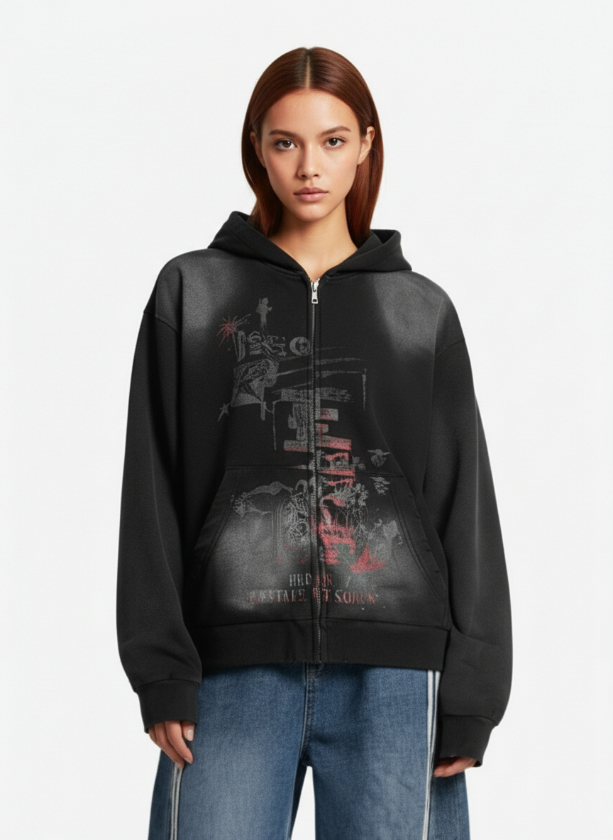 Street Spray Paint Print Hoodie