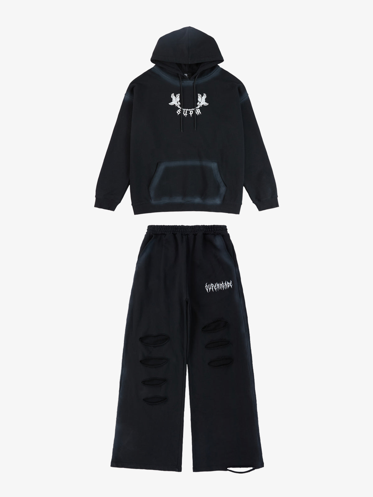 Supermade Distressed Embroidered Tie Dye Set