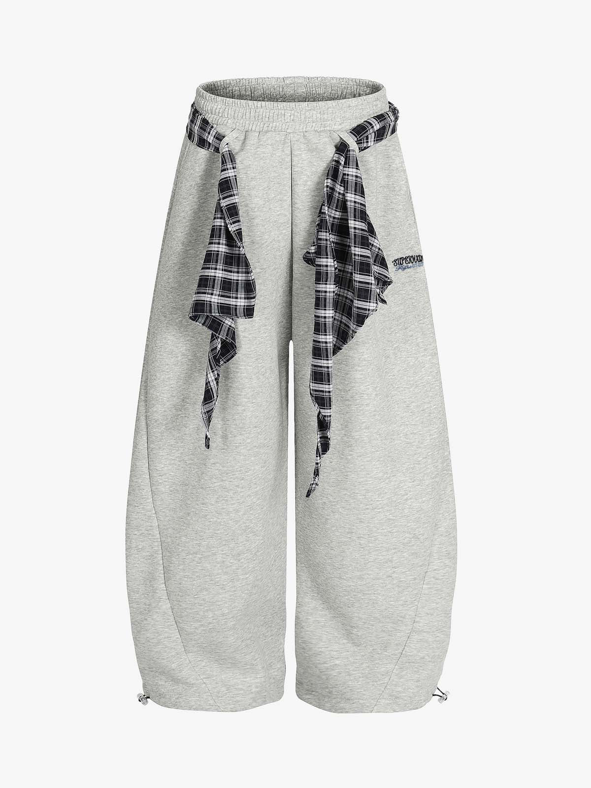 Street Detachable Plaid Waistband Machete Casual Pants