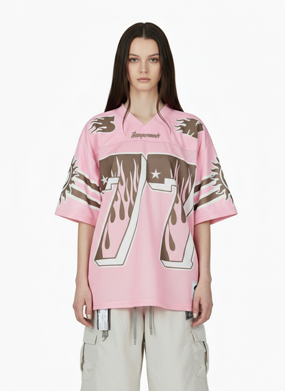 Pink Flame Print Jersey T-shirt - 2390