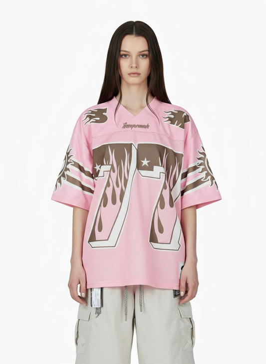 Pink Flame Print Jersey T-shirt - 2390