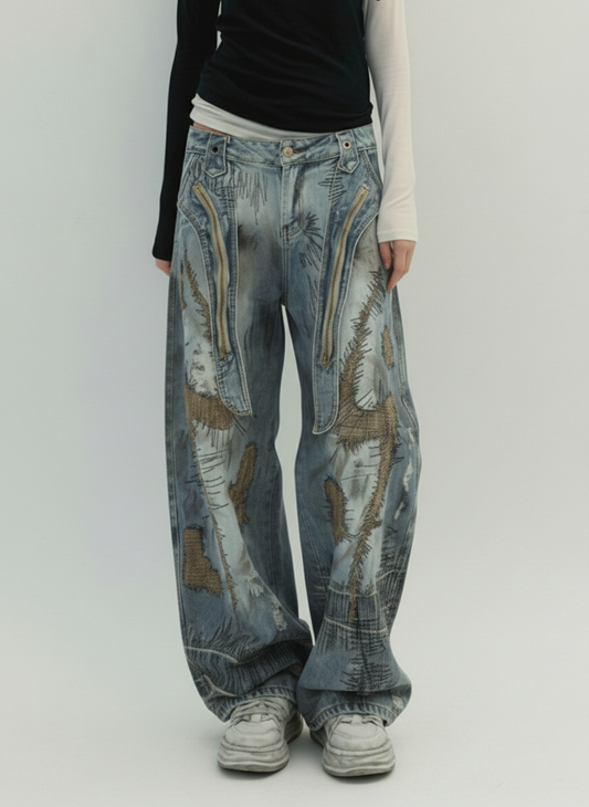 RO Style Washed Barrel Jeans - 2421