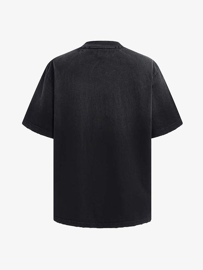 thesupermade-Unisex Loose Distressed Digital Wash Retro Street Print Short-Sleeve T-Shirt?