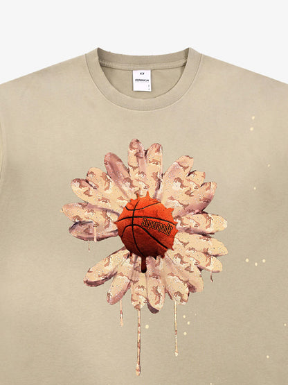 thesupermade Funny street basketball floral pattern design T-shirt 